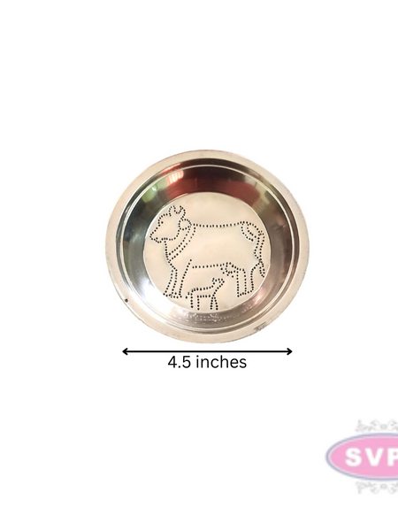 Stainless Steel Cow & Calf  Design Kolam Plate