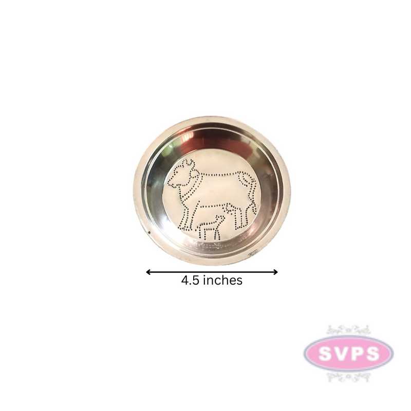 Stainless Steel Cow & Calf  Design Kolam Plate