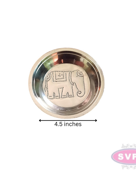 Stainless Steel Elephant Design Kolam Plate