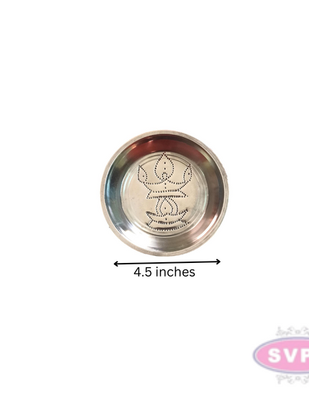 Stainless Steel Kuthuvilakku Design Kolam Plate