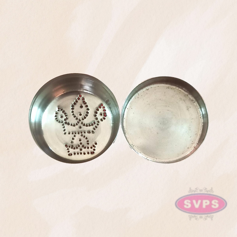 Stainless Steel Kuthuvilakku Design Kolam Box