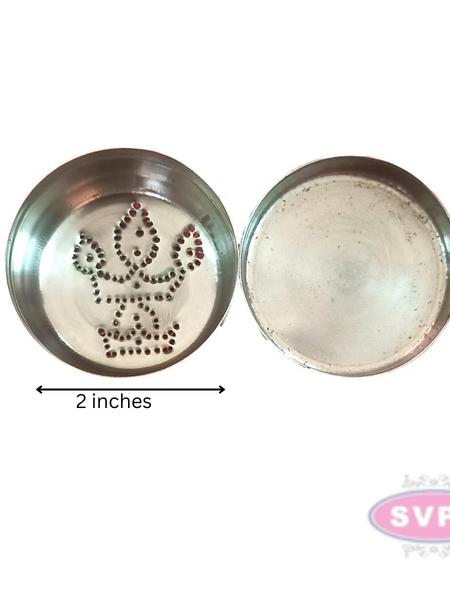 Stainless Steel Kuthuvilakku Design Kolam Box
