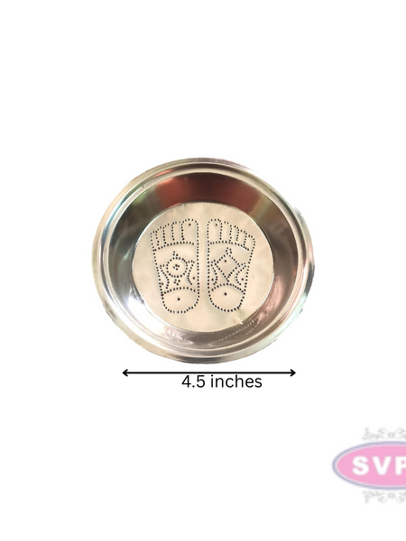 Stainless Steel Sri Vishnu Padham Design Kolam Plate