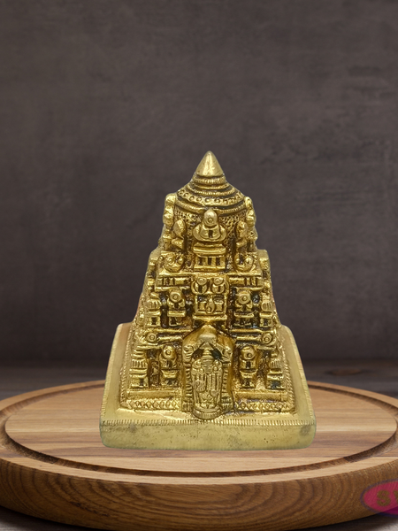 Brass Tirupati Balaji Temple Idol – Miniature Gopuram Design