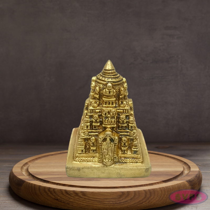 Brass Tirupati Balaji Temple Idol – Miniature Gopuram Design