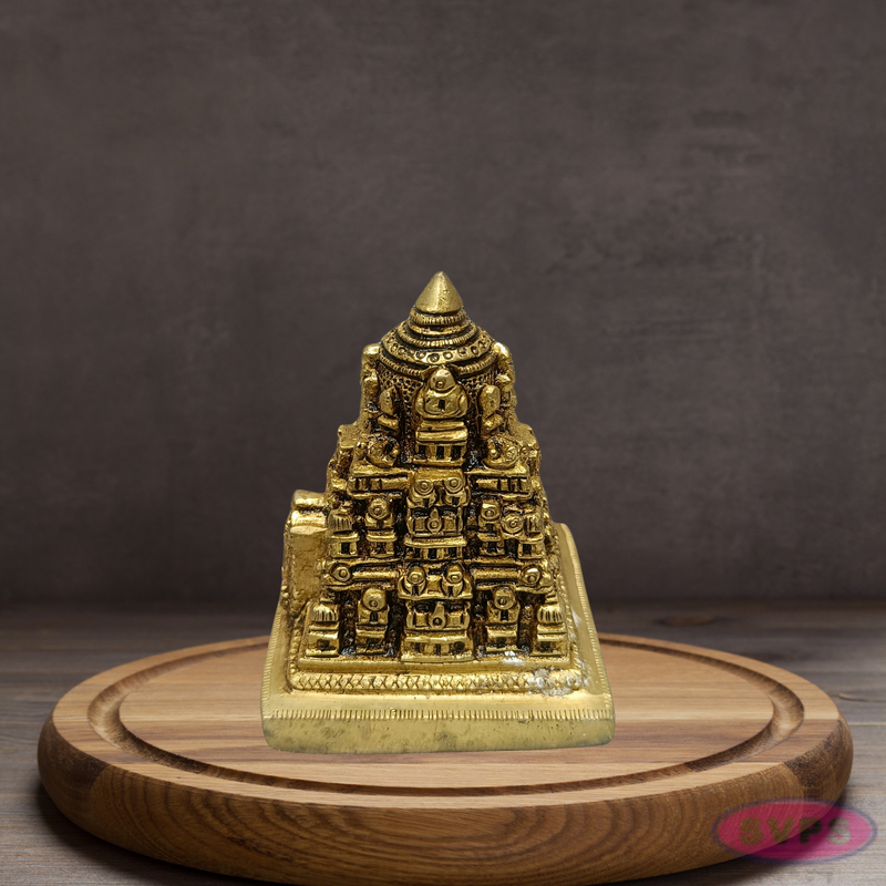 Brass Tirupati Balaji Temple Idol – Miniature Gopuram Design