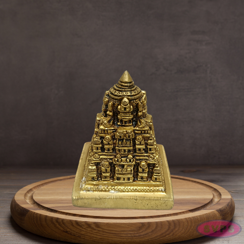Brass Tirupati Balaji Temple Idol – Miniature Gopuram Design