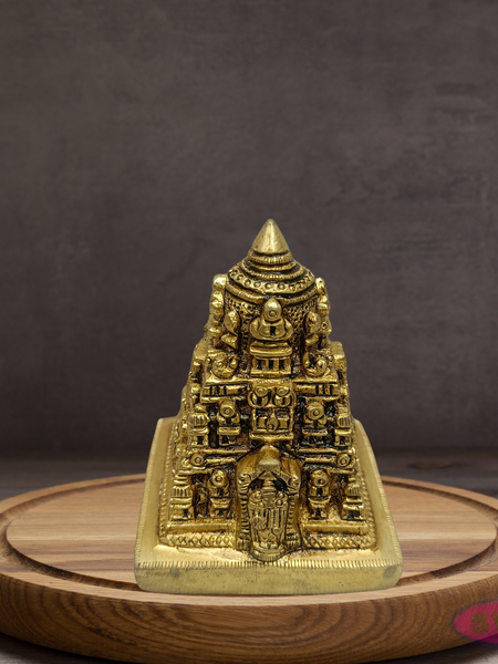 Brass Tirupati Balaji Temple Idol – Miniature Gopuram Design