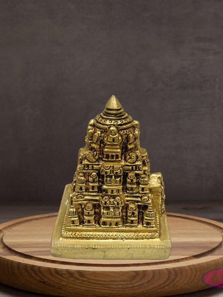 Brass Tirupati Balaji Temple Idol – Miniature Gopuram Design