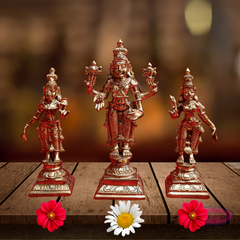 Hand Made Tirupati Srinivasa Perumal and Thayar Panchaloga Idol (Set of 3) / Perumal Vigraham/Deity