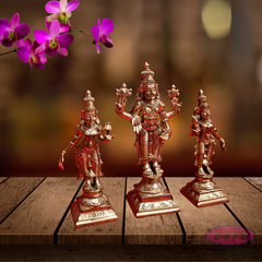 Hand Made Tirupati Srinivasa Perumal and Thayar Panchaloga Idol (Set of 3) / Perumal Vigraham/Deity
