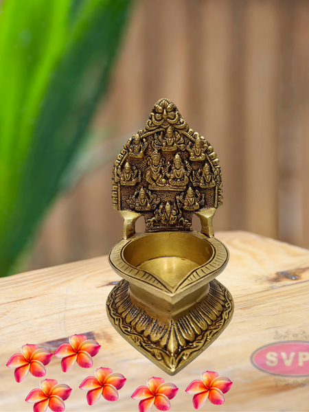 Traditional Brass Ashtalakshmi Diya For Puja
