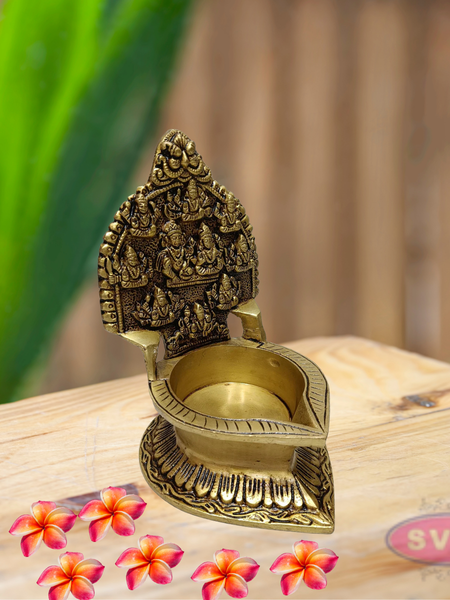 Traditional Brass Ashtalakshmi Diya For Puja