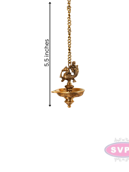 Traditional Brass Hanging Peacock Diya