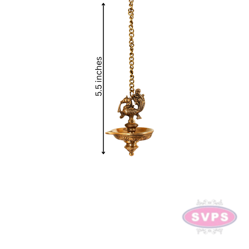 Traditional Brass Hanging Peacock Diya
