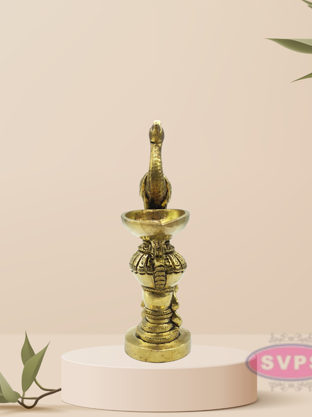 Traditional Brass Peacock Decorative Diya / Antique Deepak Design Table Decor