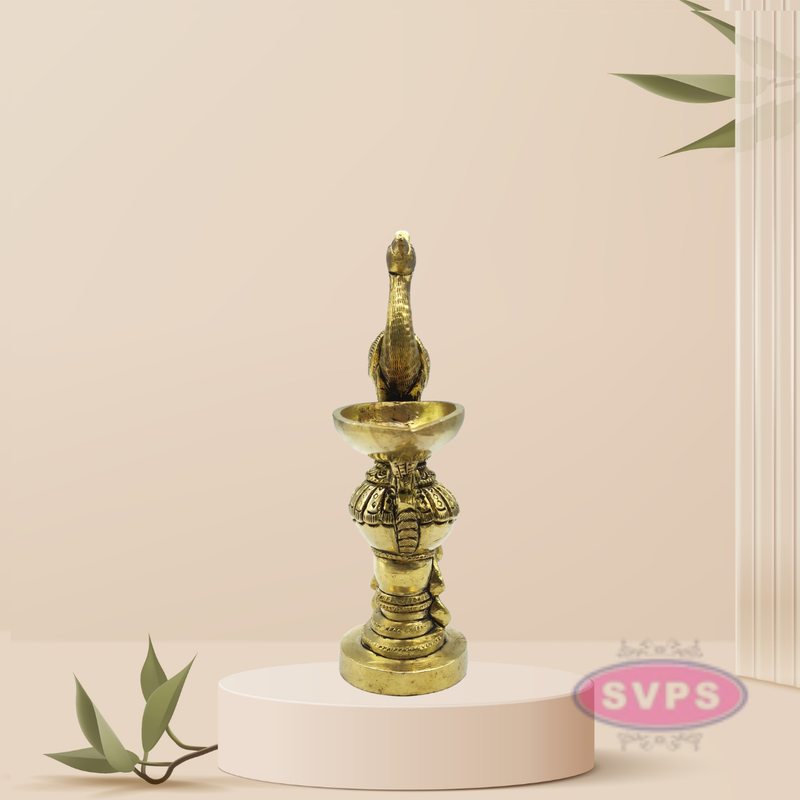 Traditional Brass Peacock Decorative Diya / Antique Deepak Design Table Decor
