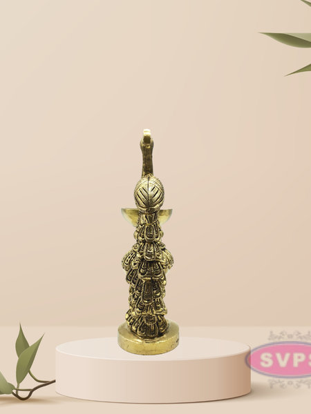 Traditional Brass Peacock Decorative Diya / Antique Deepak Design Table Decor
