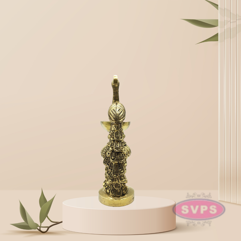 Traditional Brass Peacock Decorative Diya / Antique Deepak Design Table Decor