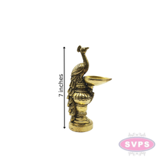 Traditional Brass Peacock Decorative Diya / Antique Deepak Design Table Decor