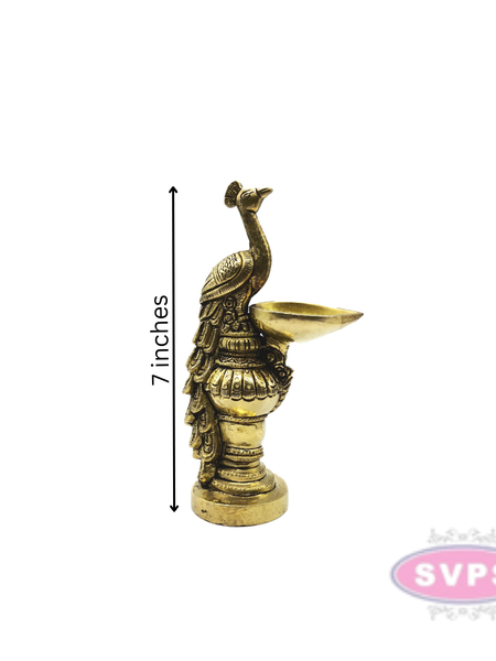 Traditional Brass Peacock Decorative Diya / Antique Deepak Design Table Decor
