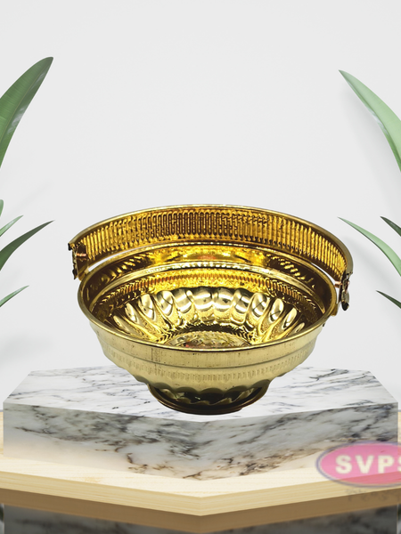 Traditional Brass Round Shape Puja Basket