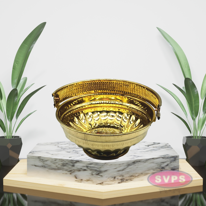 Traditional Brass Round Shape Puja Basket