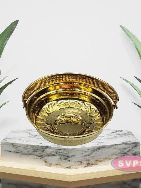 Traditional Brass Round Shape Puja Basket