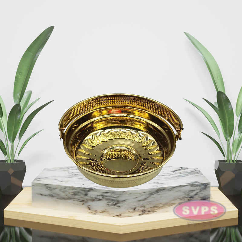 Traditional Brass Round Shape Puja Basket