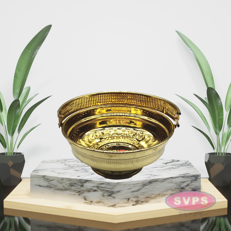 Traditional Brass Round Shape Puja Basket