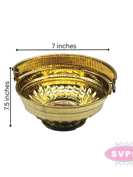 Traditional Brass Round Shape Puja Basket