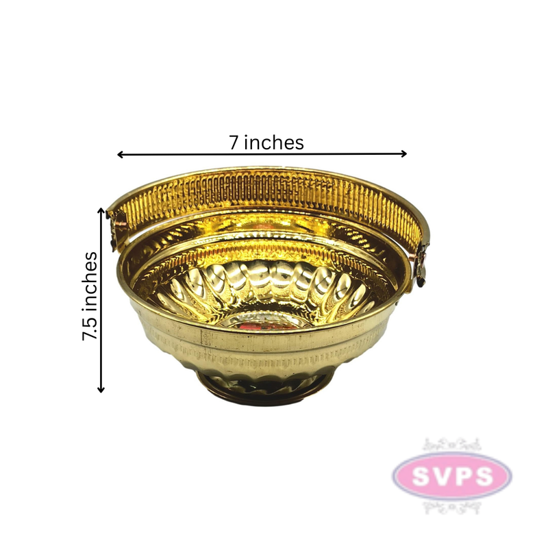 Traditional Brass Round Shape Puja Basket