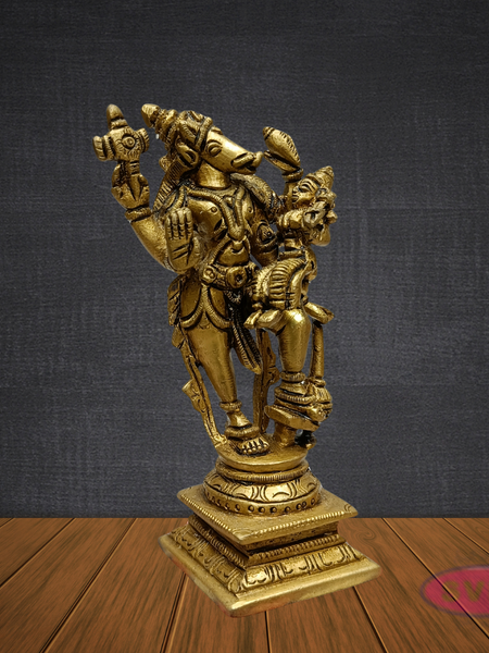Brass Varaha Swamy with Bhudevi – Vishnu Avatar Decorative Idol