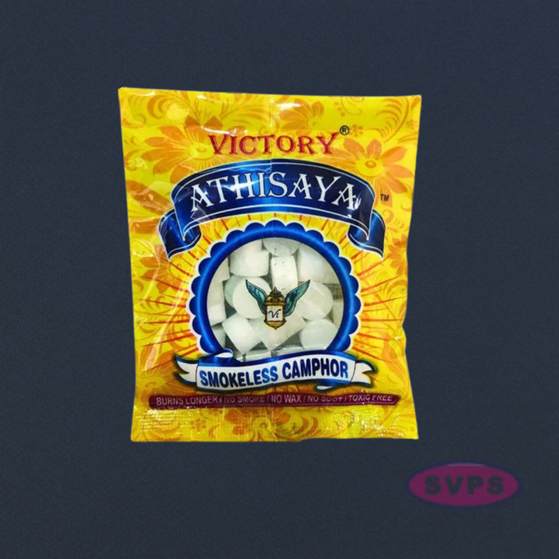 Victory Athisaya Smokeless Camphor – Long Lasting, No Smoke, No Soot, Toxic-Free (40g Pack)