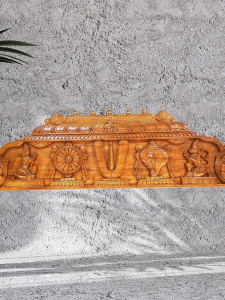 Wood Carving Temple Gopuram Vadakalai Thiruman Wall Hanging