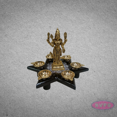 Wooden Star-Shaped Pooja Chowki for God Idol Placement
