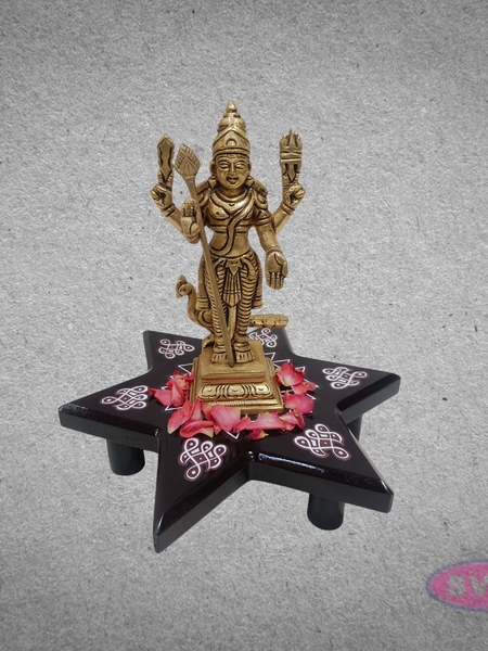 Decorative Wooden Star Peetam for Home Temple