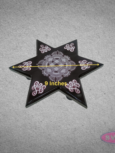 Decorative Wooden Star Peetam for Home Temple