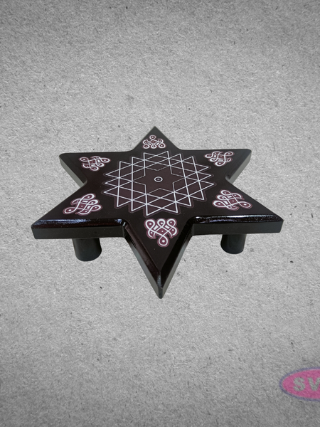 Decorative Wooden Star Peetam for Home Temple