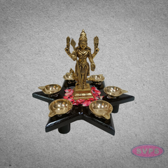 Wooden Star-Shaped Pooja Chowki for God Idol Placement