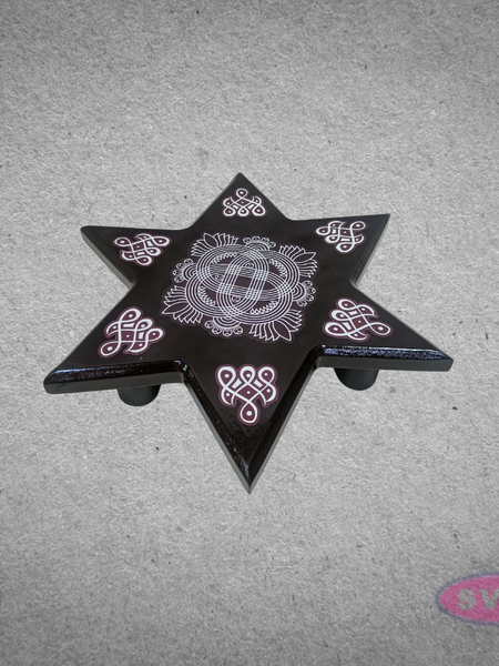 Wooden Star-Shaped Pooja Chowki for God Idol Placement