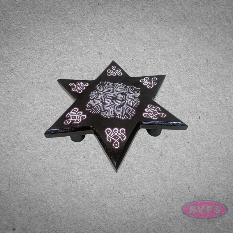 Wooden Star-Shaped Pooja Chowki for God Idol Placement