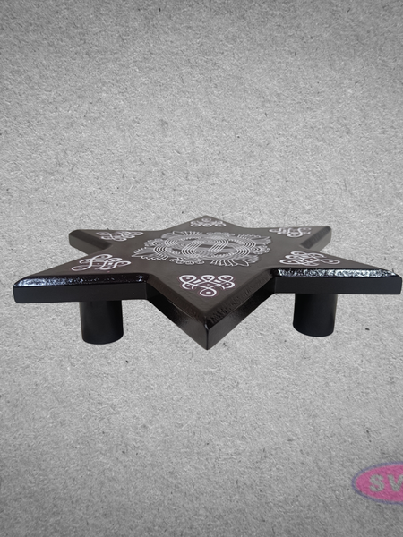 Wooden Star-Shaped Pooja Chowki for God Idol Placement