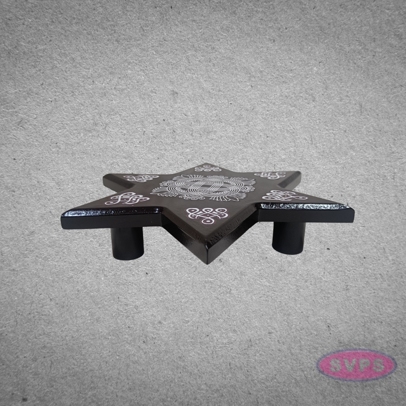 Wooden Star-Shaped Pooja Chowki for God Idol Placement