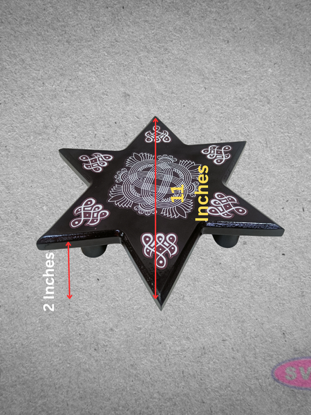 Wooden Star-Shaped Pooja Chowki for God Idol Placement