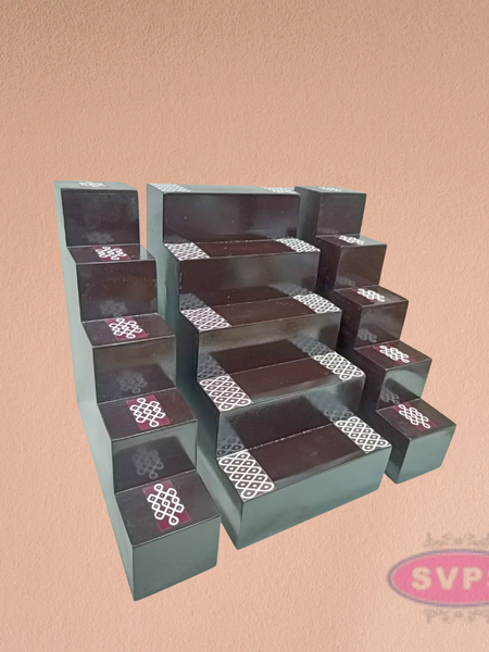 Wooden Golu Deity Stand With Idols And Lamps