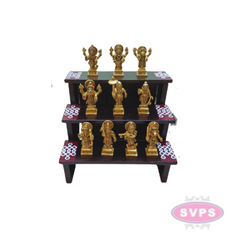 Wooden 3 Step With Brass Dasavatharam Idol Set