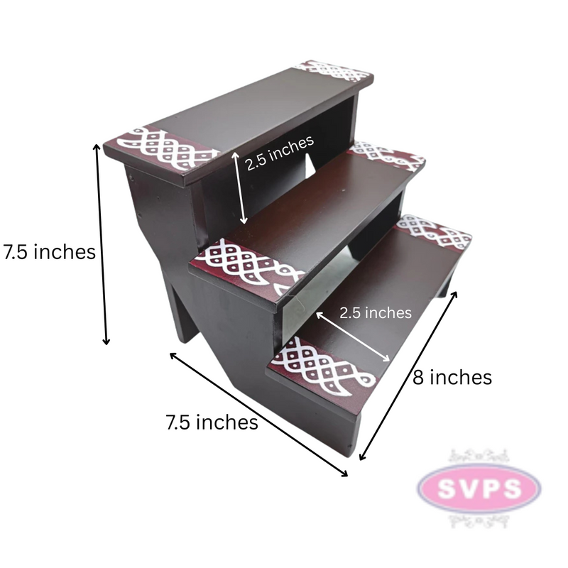 Wooden 3 Step With Brass Ashtalakshmi Set