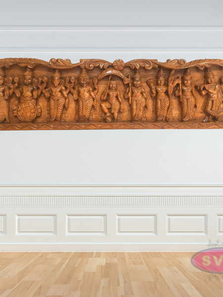 Wooden Carved Dasavatharam Wall Hanging