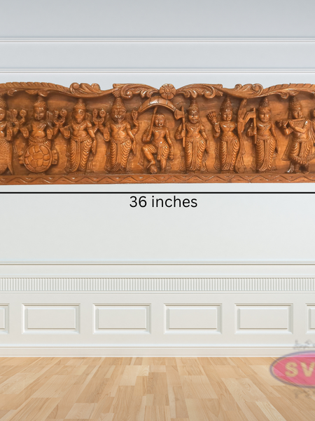 Wooden Carved Dasavatharam Wall Hanging